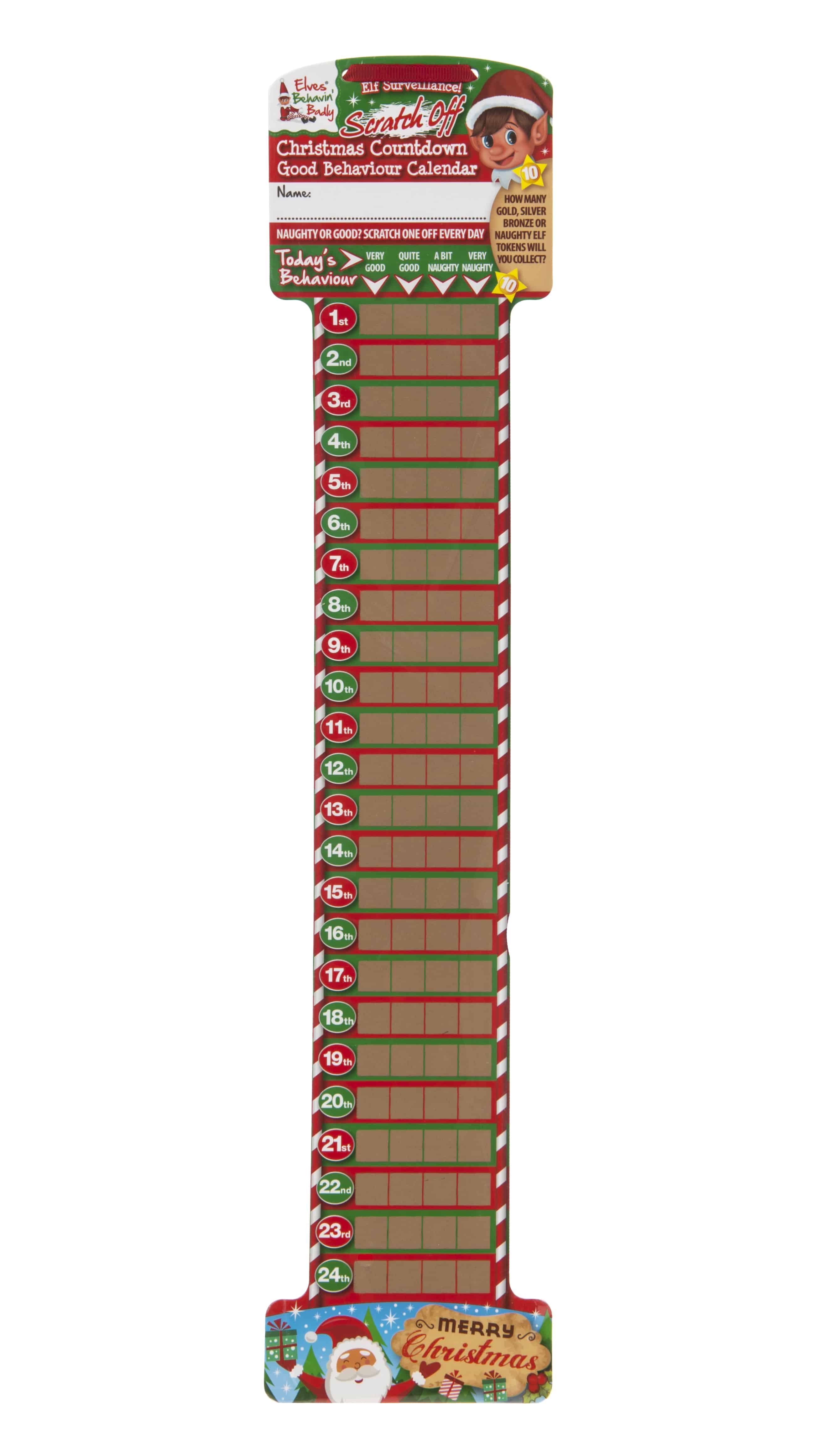 scratch off Christmas advent calendar for good behaviour