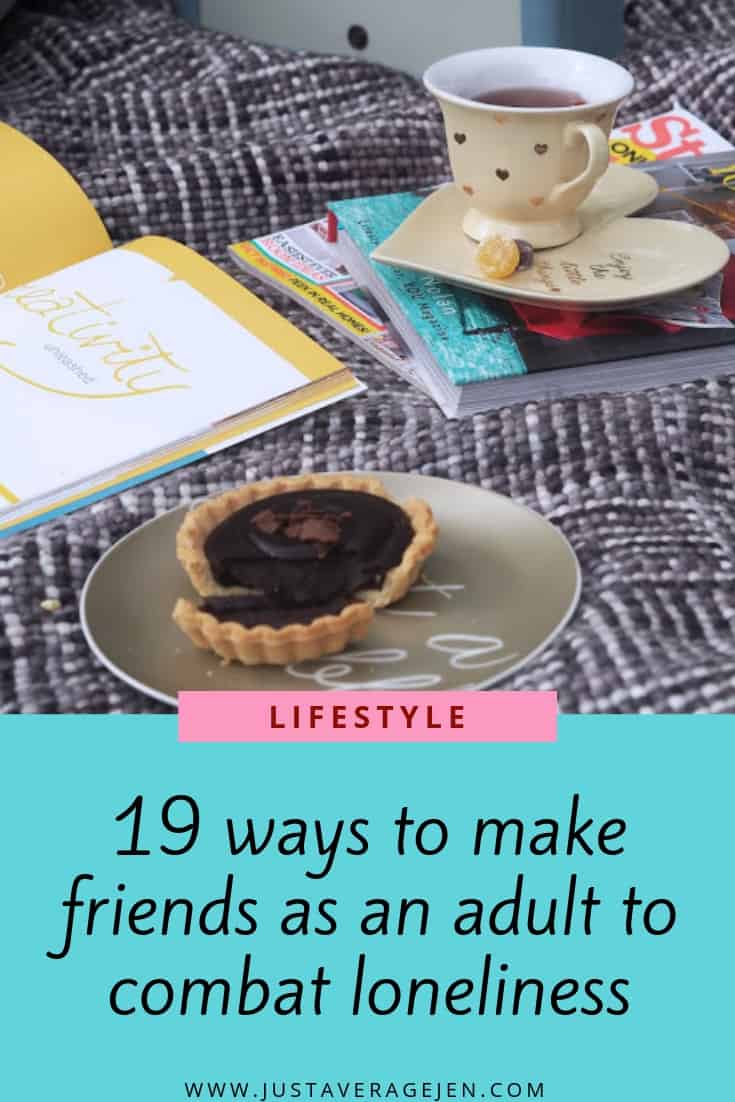 Pinterest pin of a cake on a plate on a blanket