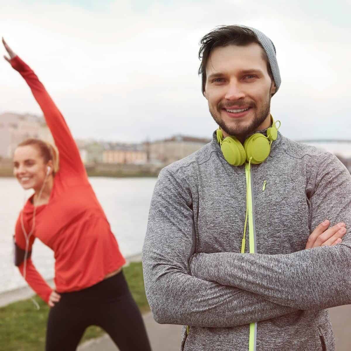 couple exercising outdoors together