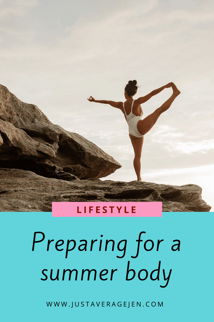 Pinterest pin of a woman exercising on a mountain