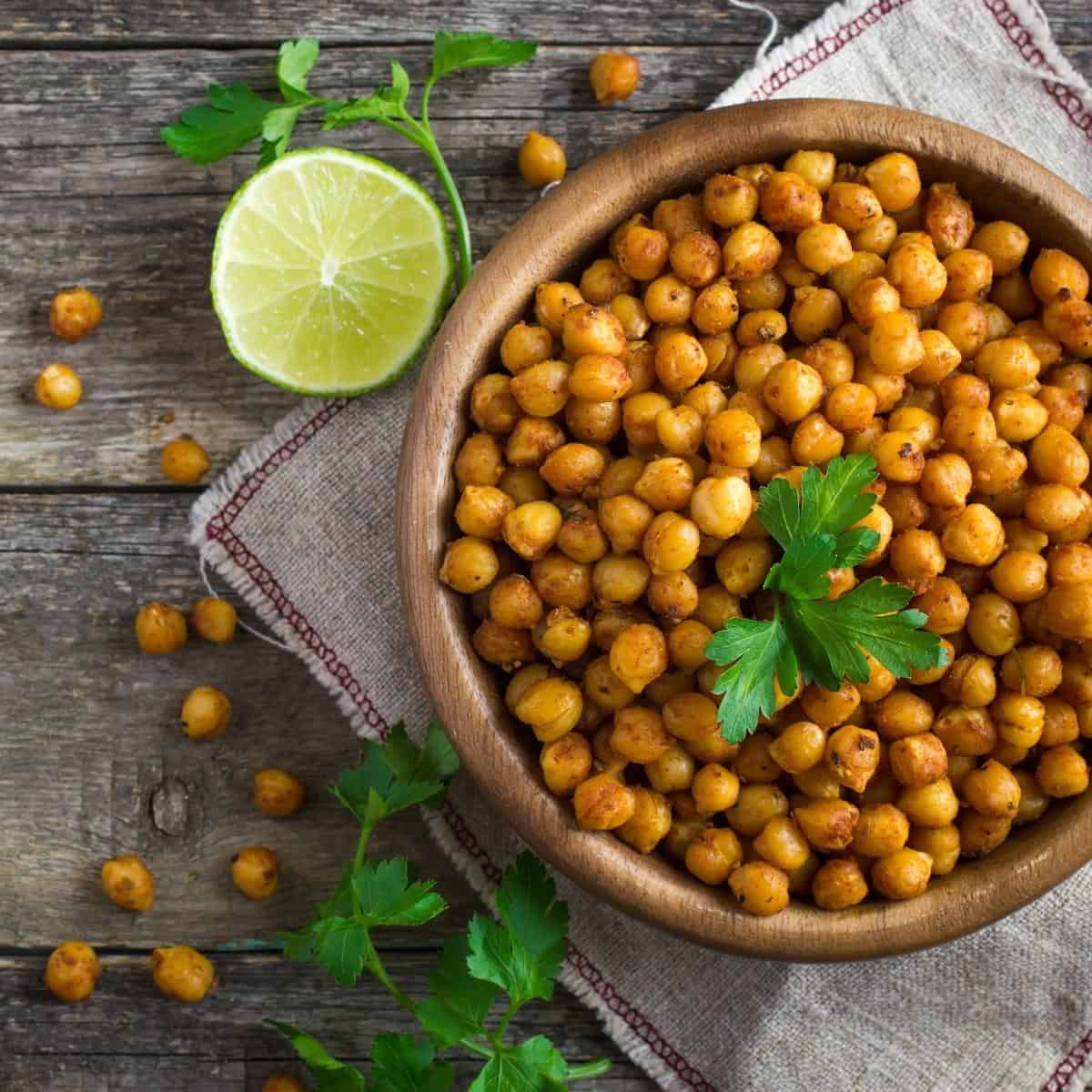 Bowl of roasted chickpeas