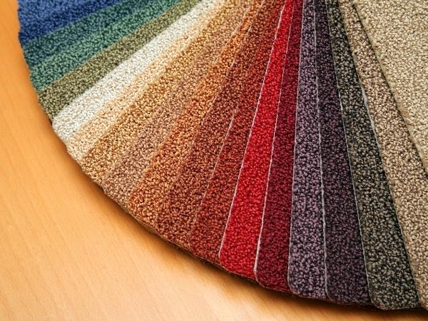 Closeup of different coloured carpet samples