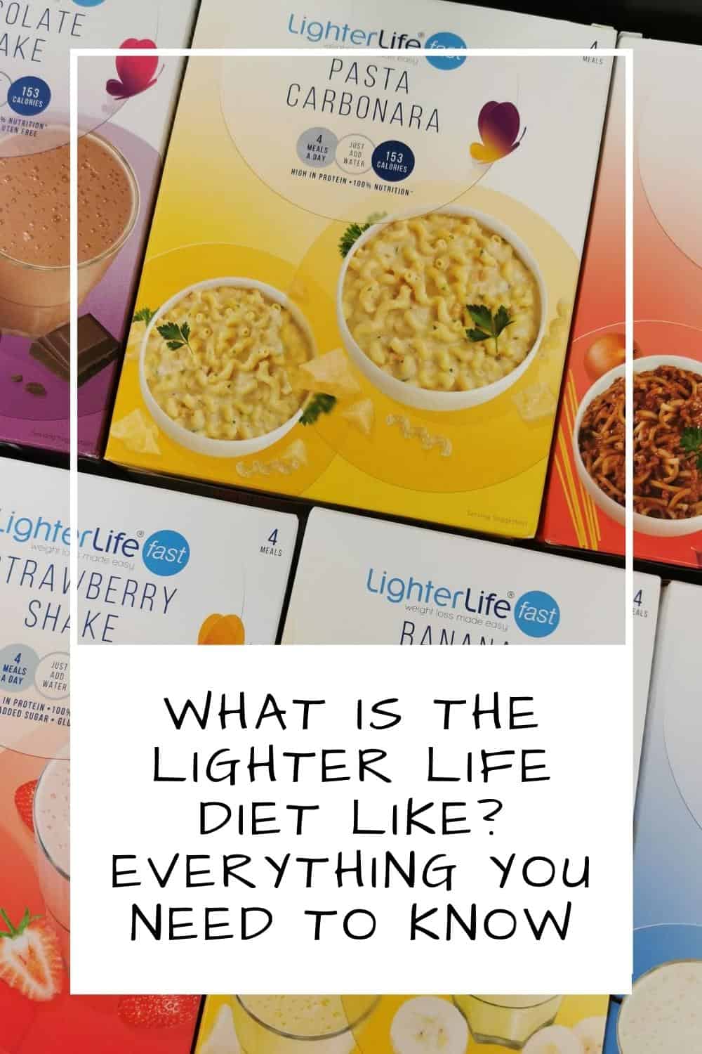 Pinterest pin of a selection of LighterLife products