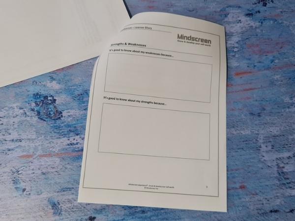 Mindscreen worksheets on blue background