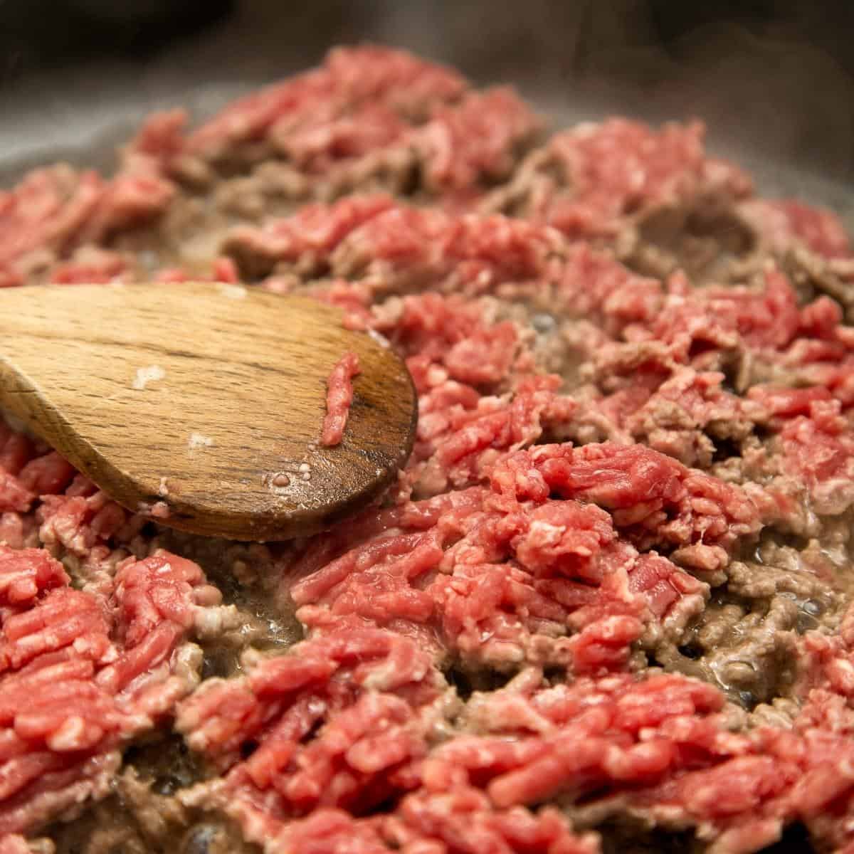 A close up of mince in a frying pan