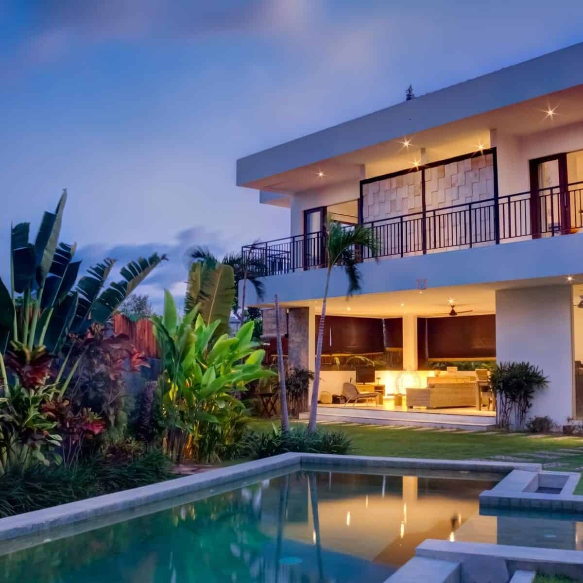 luxury villa at sunset