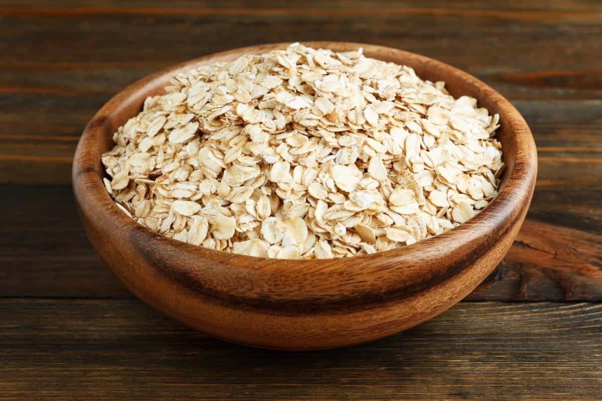 wooden bowl of oats
