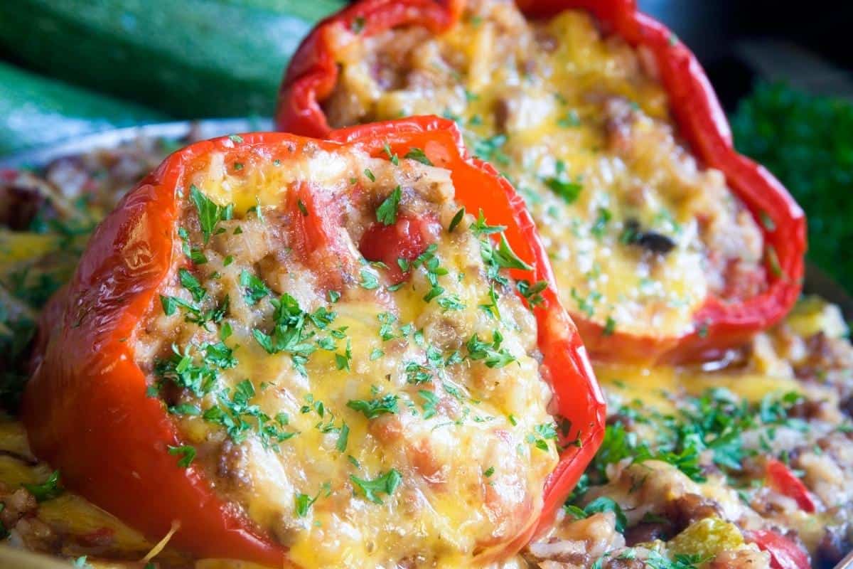 stuffed peppers with a cheese topping