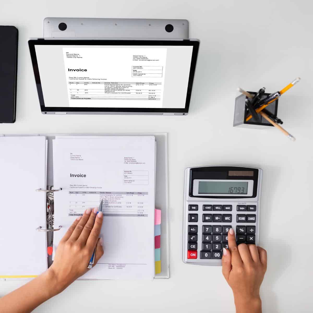 accountant working on an invoice