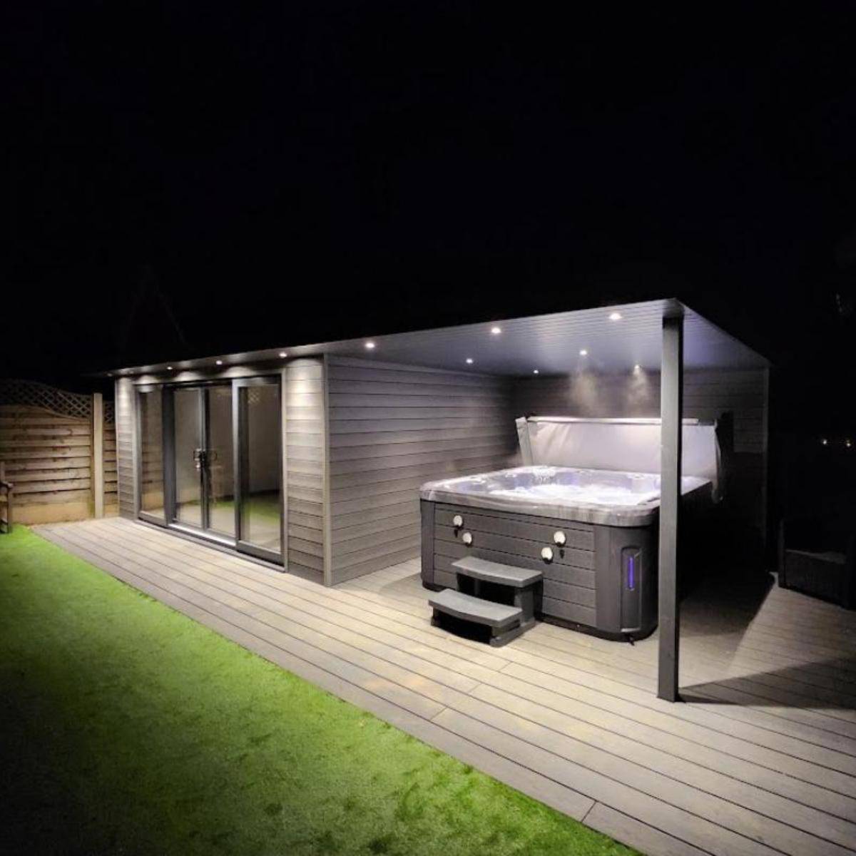 Our garden room home gym and hot tub