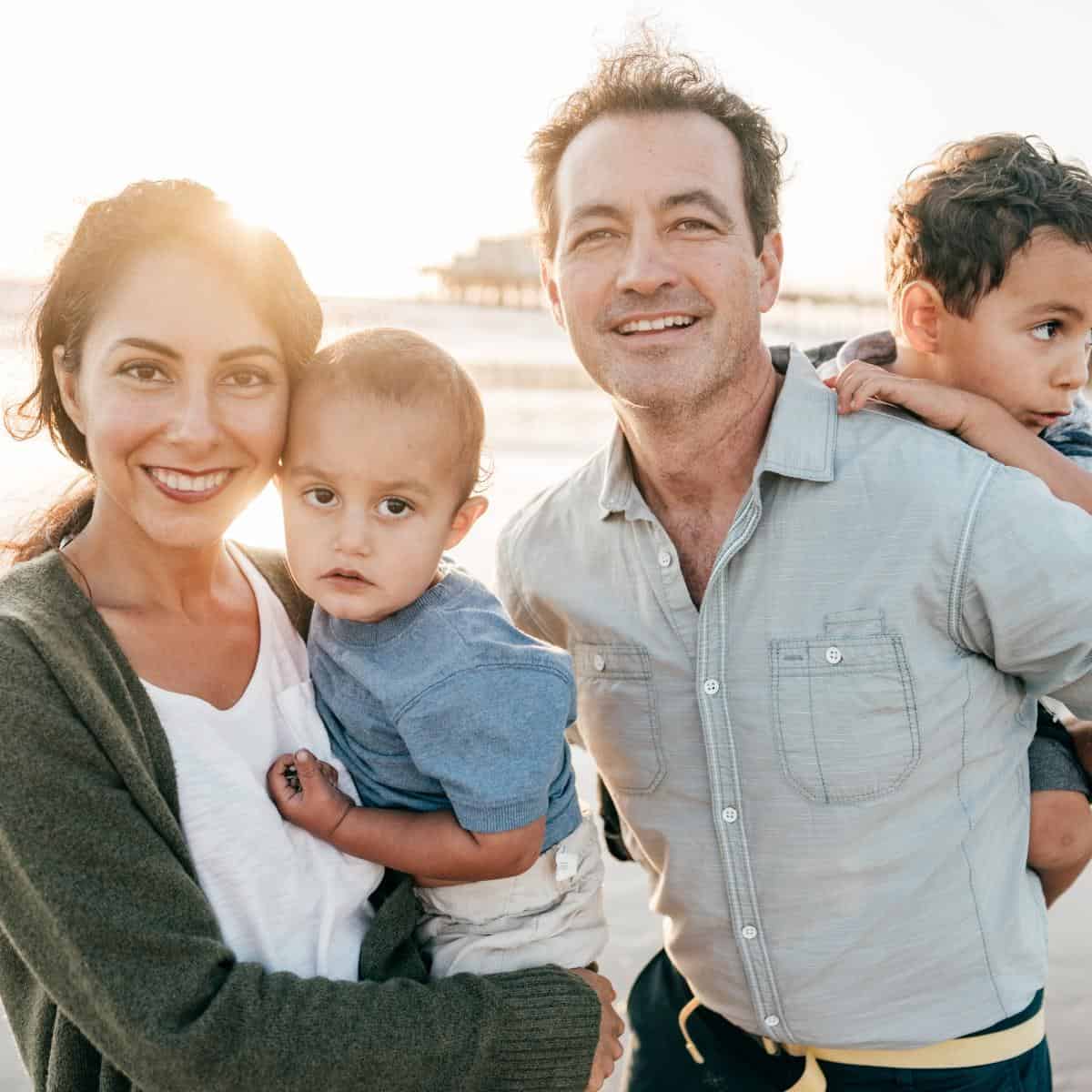 Parents and kids on a family holiday