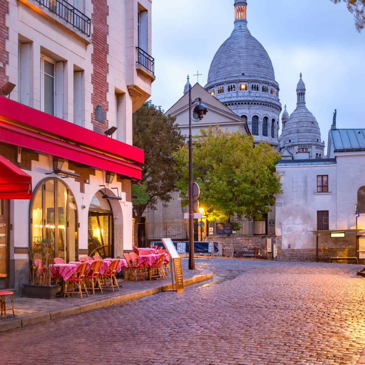 a Parisian street at night