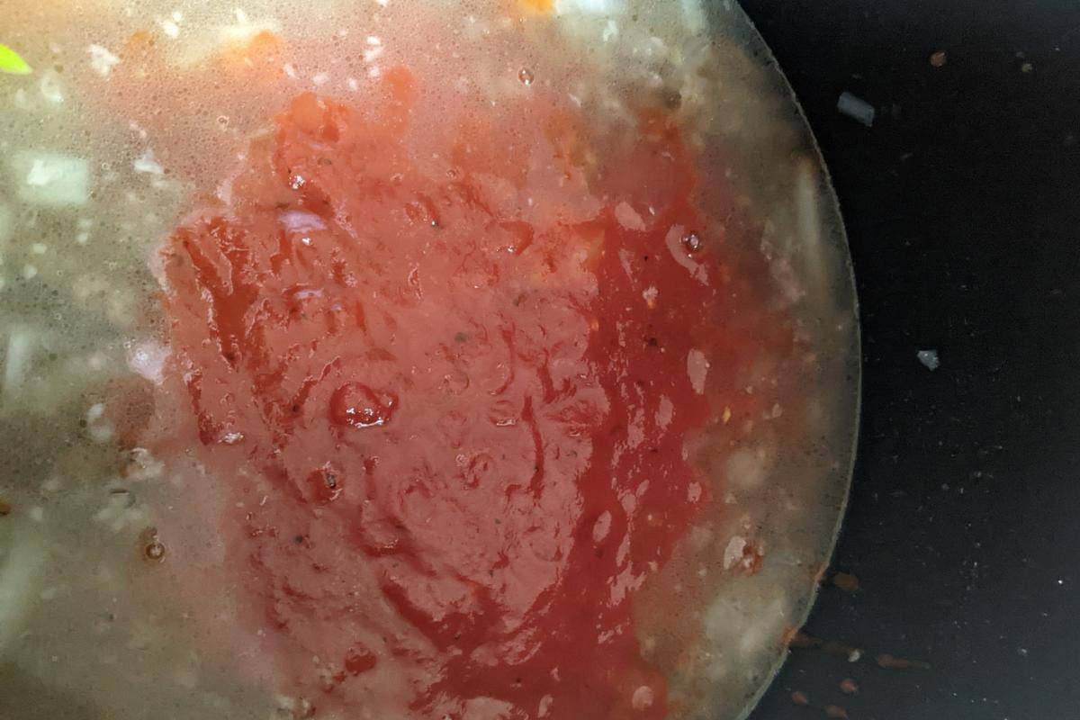 tomato sauce, mince, onions and stock in instant pot