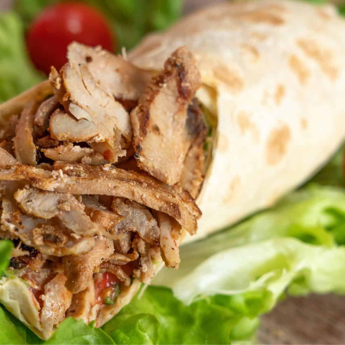 Turkey wrap made with leftover turkey.