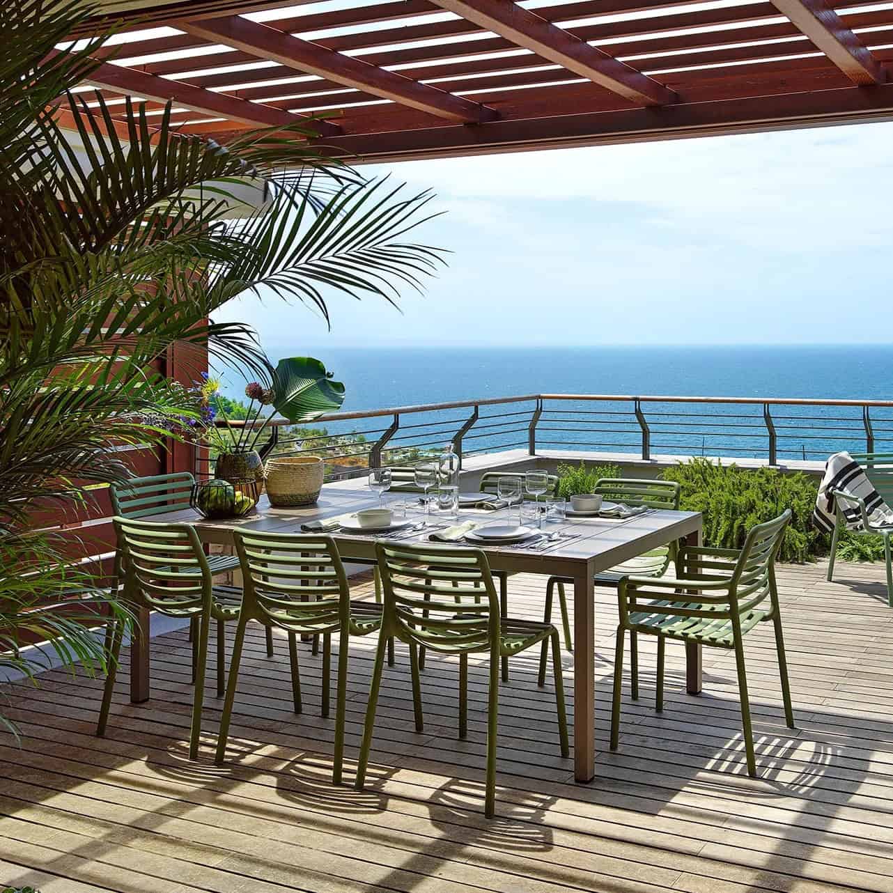 garden table with chairs for alfresco dining.